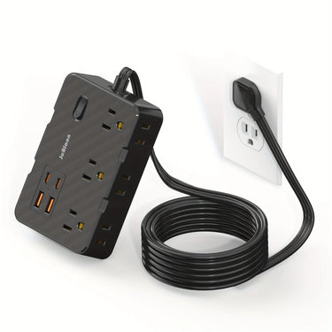 10-IN-1 Surge Protector with 6 Outlets Extender 4 USB Ports, 5Ft Power Strip, Power Adapter for Home Office School Travel Room