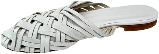 White Leather Women's Slippers - Stylish Braid Design, Comfortable Backstrap Closure - Elevate Your Look with 120343 The Perfect Choice For Any Occasion