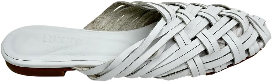 White Leather Women's Slippers - Stylish Braid Design, Comfortable Backstrap Closure - Elevate Your Look with 120343 The Perfect Choice For Any Occasion