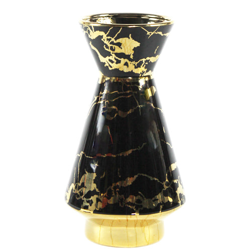 Luxxo Design Charlotte  29 Cm Black Gold Skirt Marble Patterned Vase