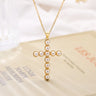 Light Luxury Pearl Cross Pendant Necklaces for Women Girls,Stylish Design Vintage Party Dating Jewelry