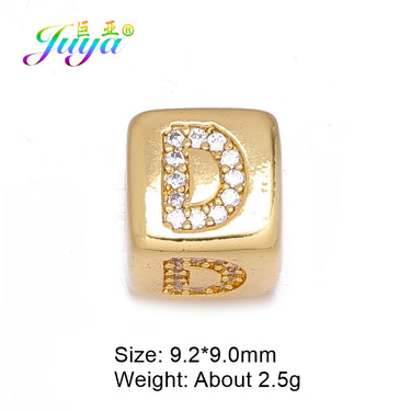Handicraft Luxury Cubic Zirconia 26 Alphabet Letter Beads Supplies for Women Beadwork DIY Name Jewelry Making Square Beads