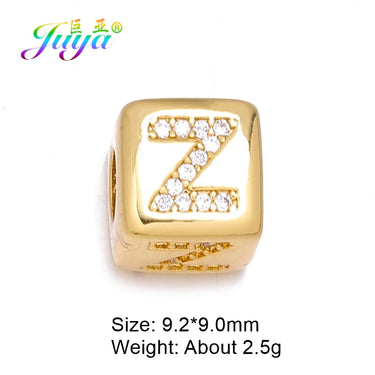 Handicraft Luxury Cubic Zirconia 26 Alphabet Letter Beads Supplies for Women Beadwork DIY Name Jewelry Making Square Beads