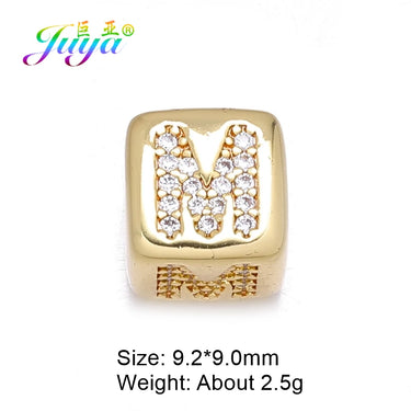 Handicraft Luxury Cubic Zirconia 26 Alphabet Letter Beads Supplies for Women Beadwork DIY Name Jewelry Making Square Beads