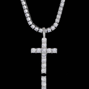 Cross Pendant Necklace Hip Hop 4Mm 5Mm Vvs Moissanite Diamond Tennis Chain 925 Silver for Women Men Jewelry