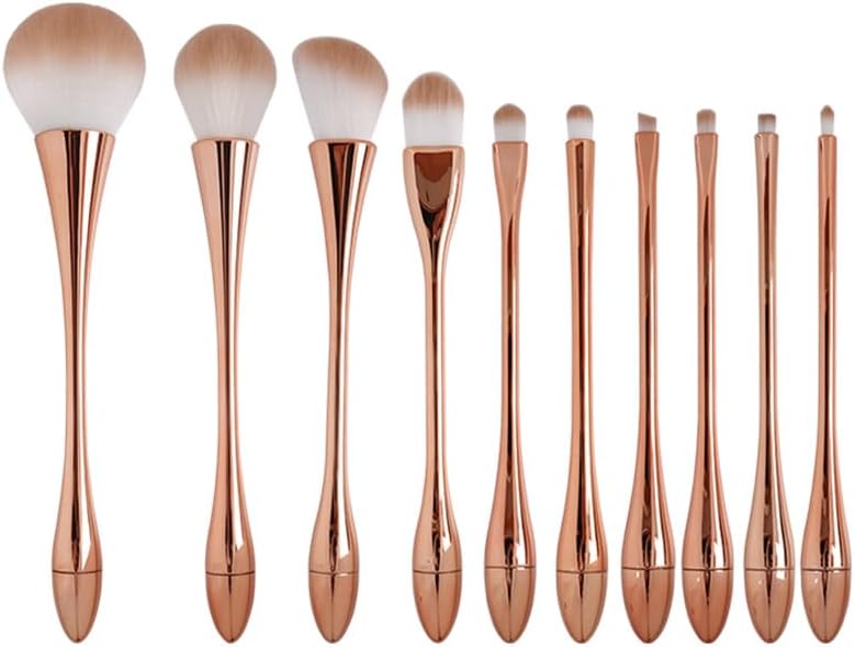 10pcs Rose Gold Full Set Of Makeup Tools Loose Powder Brush Foundation Blush Makeup Brush Set