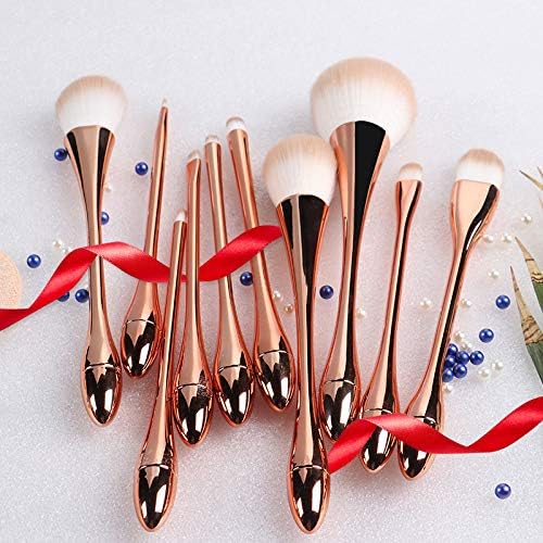 10pcs Rose Gold Full Set Of Makeup Tools Loose Powder Brush Foundation Blush Makeup Brush Set