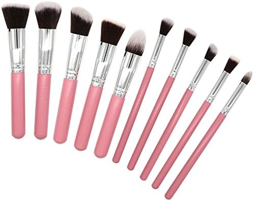 10pcs Pink And Black Brush set Makeup Blending Synthetic Hair Eye Kabuki Beauty Makeup Brush Set