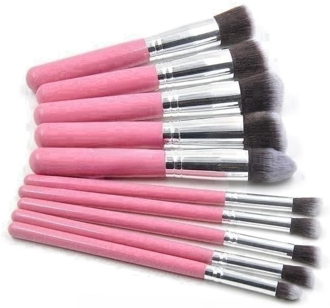 10pcs Pink And Black Brush set Makeup Blending Synthetic Hair Eye Kabuki Beauty Makeup Brush Set