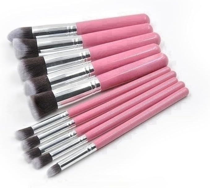 10pcs Pink And Black Brush set Makeup Blending Synthetic Hair Eye Kabuki Beauty Makeup Brush Set