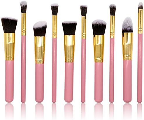 10pcs Pink Brushes set Makeup Mixing Synthetic Hair Eye Kabuki Beauty Makeup Brush Set