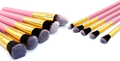 10pcs Pink Brushes set Makeup Mixing Synthetic Hair Eye Kabuki Beauty Makeup Brush Set