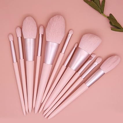 11pcs Premium Cosmetic Brush Foundation Blush Concealer Eyeshadow eyebrow highlighting Pink Makeup brush set