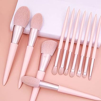 11pcs Premium Cosmetic Brush Foundation Blush Concealer Eyeshadow eyebrow highlighting Pink Makeup brush set