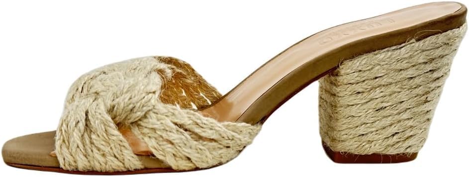 Beige Jute Heeled Women's Shoes - Elevate Your Style with the Unique Blend of Leather and jute  12119