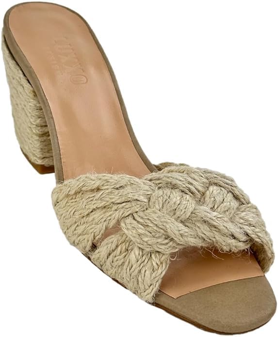 Beige Jute Heeled Women's Shoes - Elevate Your Style with the Unique Blend of Leather and jute  12119