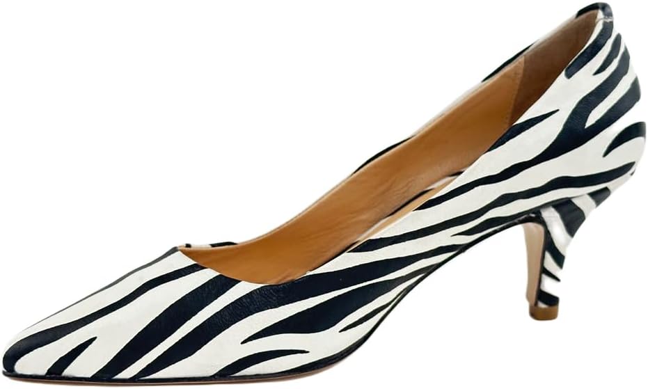 12219 Zebra Leather Heeled Women's Shoes - Strut in style with Zebra-patterned Leather Heels, Blending Elegance and Fashion, Bold and Fashionable Look – Everyday Wear