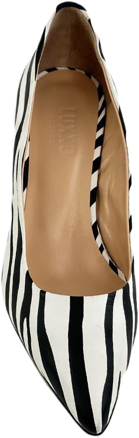 12219 Zebra Leather Heeled Women's Shoes - Strut in style with Zebra-patterned Leather Heels, Blending Elegance and Fashion, Bold and Fashionable Look – Everyday Wear