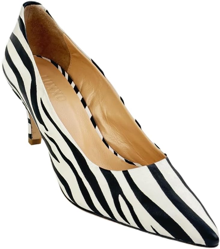 12219 Zebra Leather Heeled Women's Shoes - Strut in style with Zebra-patterned Leather Heels, Blending Elegance and Fashion, Bold and Fashionable Look – Everyday Wear