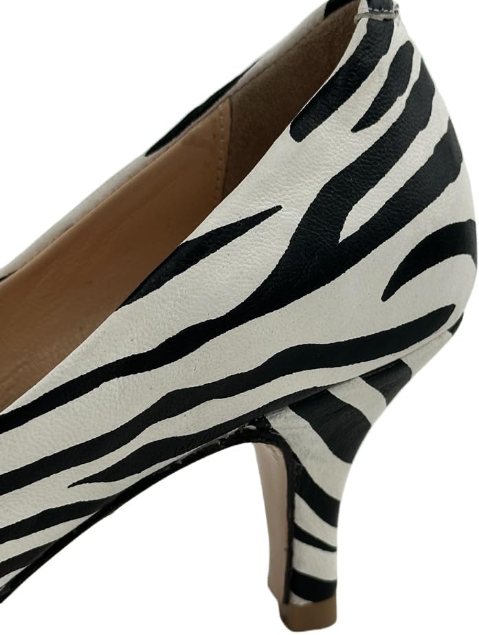 12219 Zebra Leather Heeled Women's Shoes - Strut in style with Zebra-patterned Leather Heels, Blending Elegance and Fashion, Bold and Fashionable Look – Everyday Wear