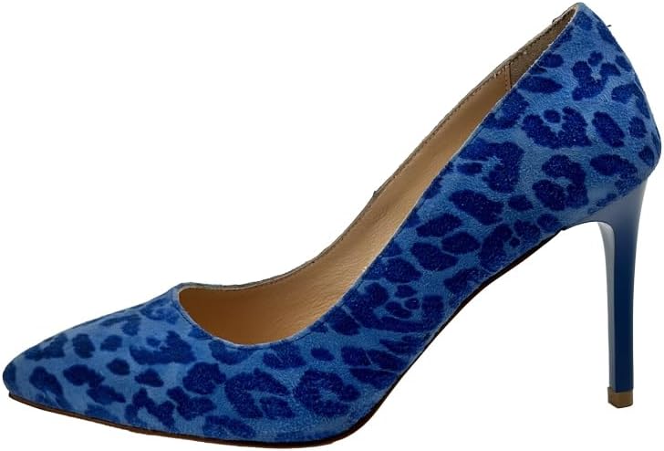 Blue Leather Heeled Women's Shoes – Above-the-knee Closure Design Sophistication in Distinctive Blue, Perfect for Elevating Your Style