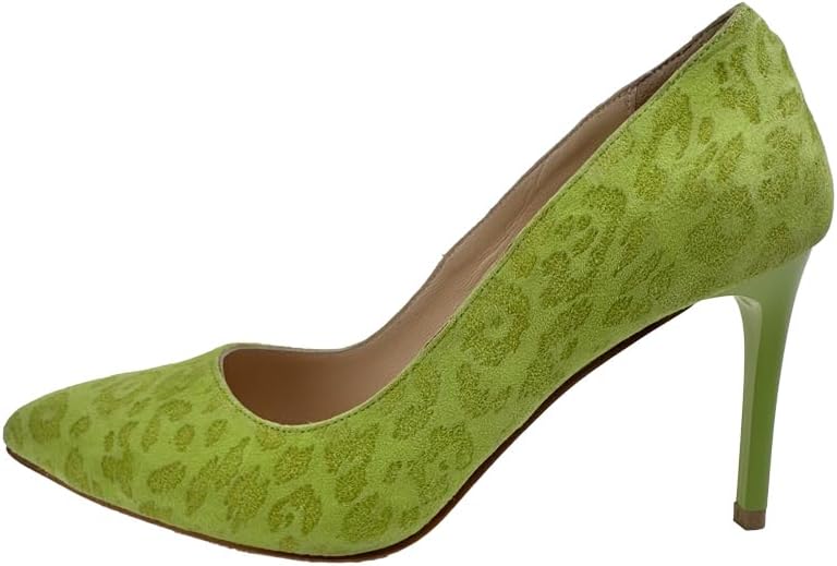 Green Leather Heeled Women's Shoes – Above-the-knee Closure Design Sophistication in Distinctive Blue, Perfect for Elevating Your Style