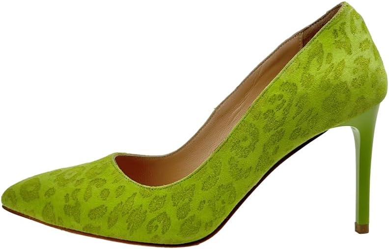 Green Leather Heeled Women's Shoes – Above-the-knee Closure Design Sophistication in Distinctive Blue, Perfect for Elevating Your Style