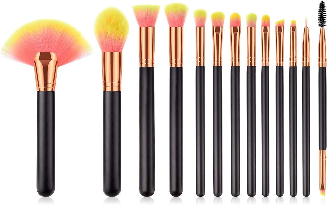 13pcs Black Makeup Brush Sets Rainbow Hair Brush Makeup Set Custom Packaging Pretty Makeup Brushes