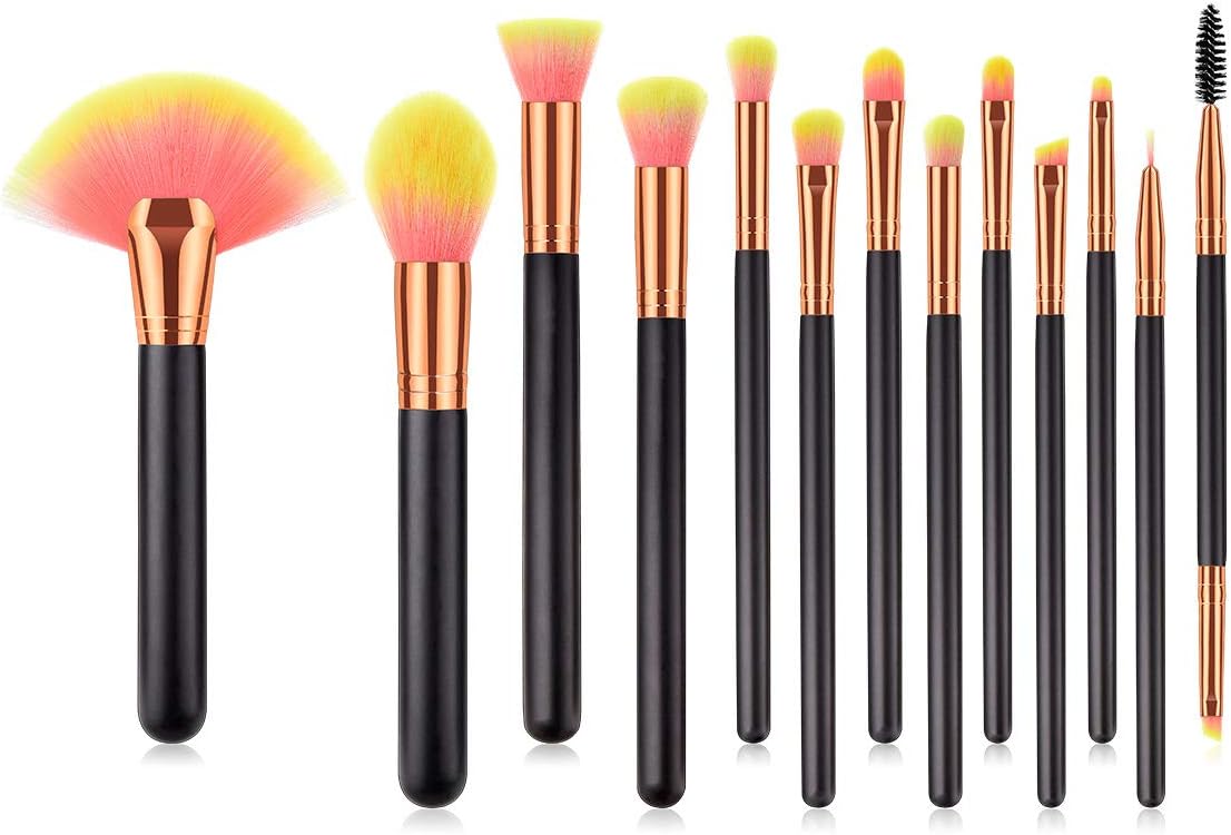 13pcs Black Makeup Brush Sets Rainbow Hair Brush Makeup Set Custom Packaging Pretty Makeup Brushes