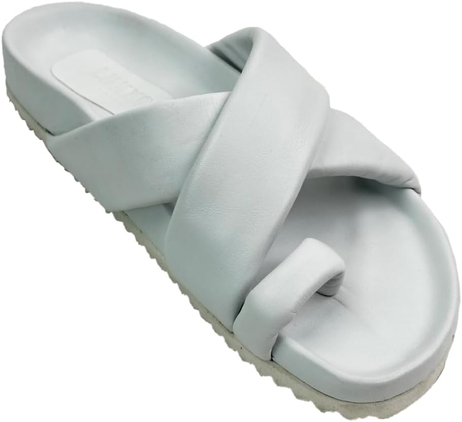 15122 White Leather Women's Slippers - Step into Comfort and Style with these Chic White Leather Slippers, Perfect for a Casual and Elegant Everyday Look