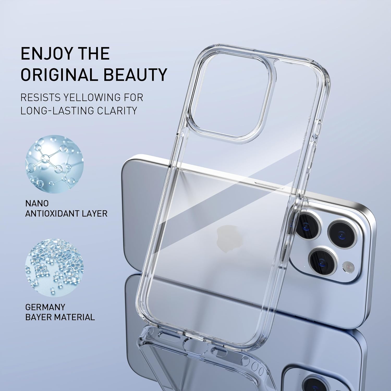 Clear Shockproof Phone Case for iPhone 15 Pro Glass Shatterproof Protection and Camera Lens Protection Gift (for iPhone 15 Pro)