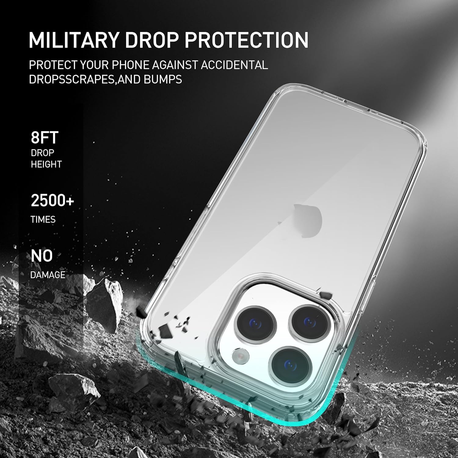 Clear Shockproof Phone Case for iPhone 15 Pro Glass Shatterproof Protection and Camera Lens Protection Gift (for iPhone 15 Pro)