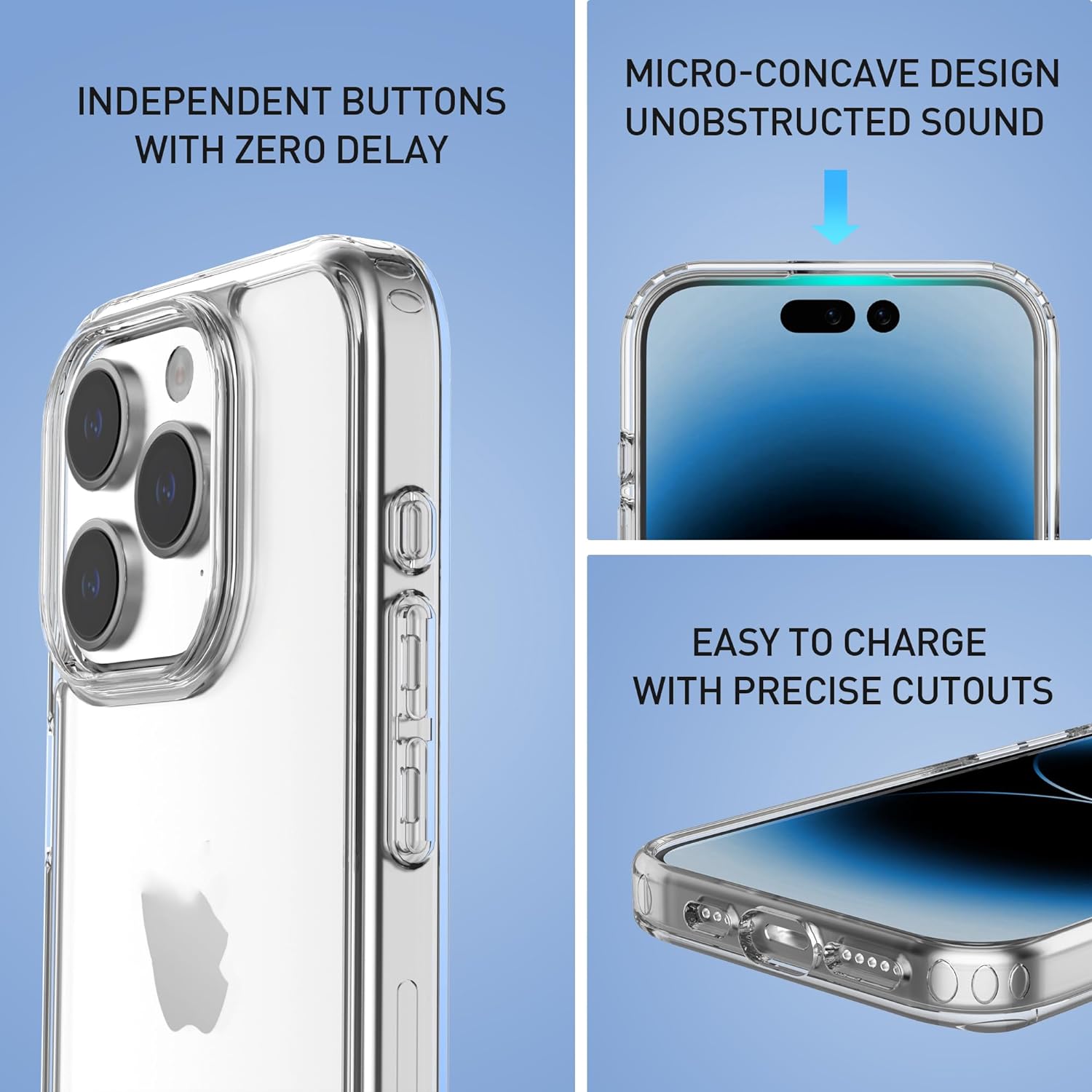 Clear Shockproof Phone Case for iPhone 15 Pro Glass Shatterproof Protection and Camera Lens Protection Gift (for iPhone 15 Pro)