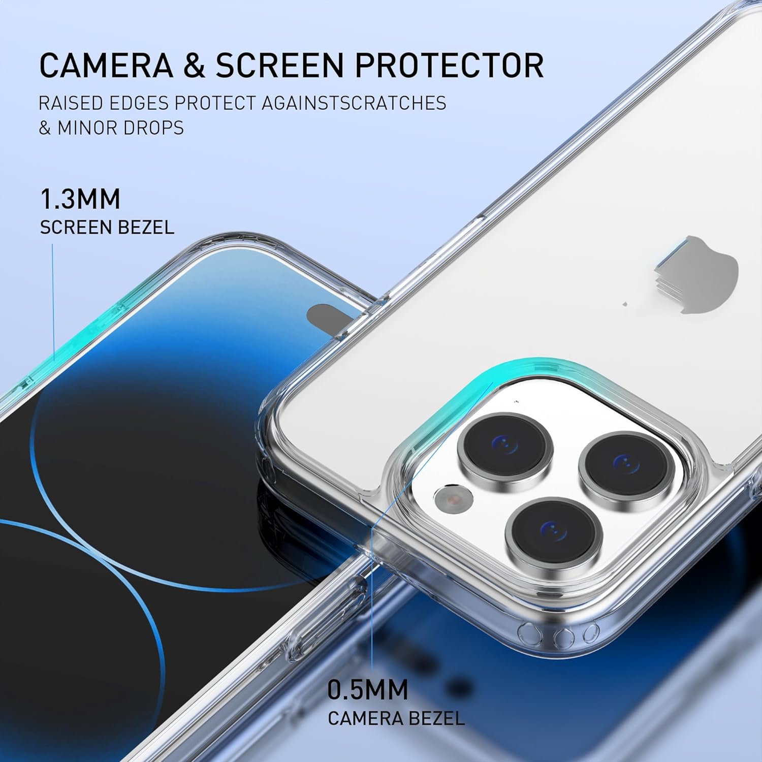 Clear Shockproof Phone Case for iPhone 15 Pro Glass Shatterproof Protection and Camera Lens Protection Gift (for iPhone 15 Pro)