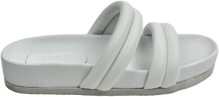 187375 White Leather Women's Slippers - Step into luxury with these vibrant white slippers, crafted for comfort and style, adding a touch of elegance to your every step.