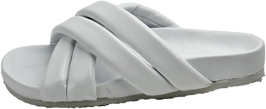 187376 White Leather Women's Slippers - Elevate your comfort and style with these White-colored leather slippers, perfect for daily wear and adding sophistication to every step.