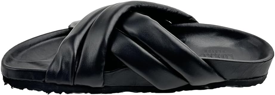 187376 Black Leather Women's Slippers - Elevate your comfort and style with these Black-colored leather slippers, perfect for daily wear and adding sophistication to every step.