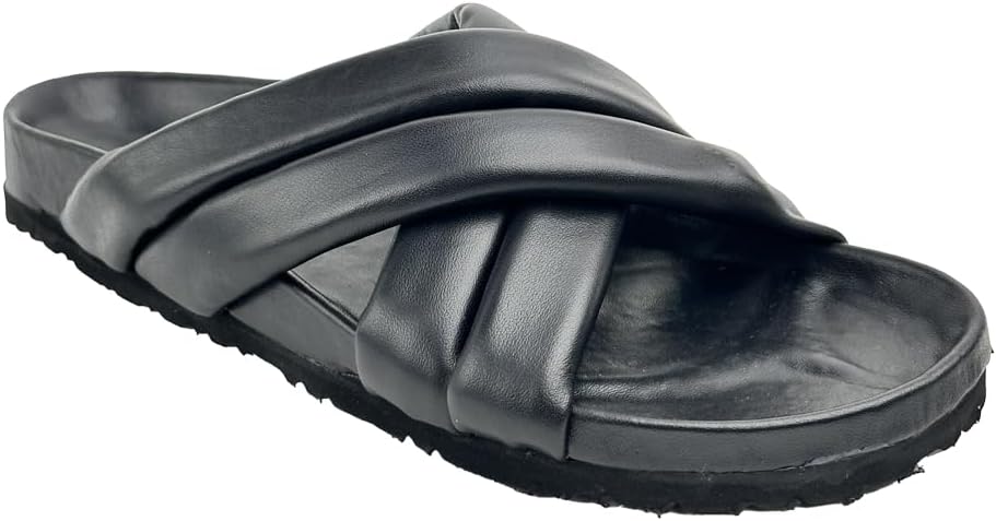 187376 Black Leather Women's Slippers - Elevate your comfort and style with these Black-colored leather slippers, perfect for daily wear and adding sophistication to every step.