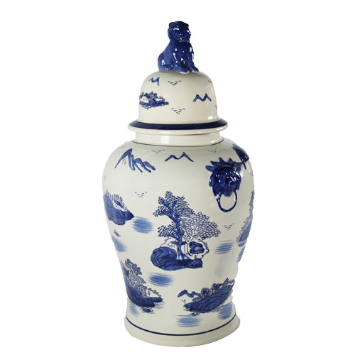 Luxxo Design Lion Detailed Lodos Blue Cover Vase Large Size 46X41X87 cm