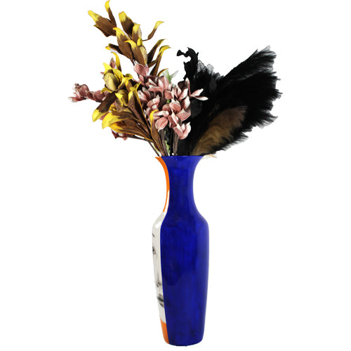 Luxxo Design Pretty Face Orange Navy Blue Medium Size Vase 27X82 CM