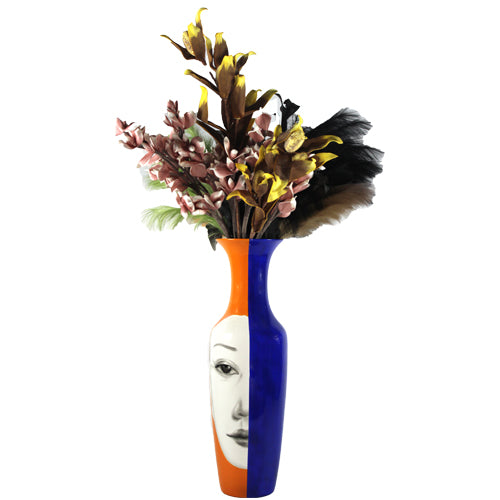 Luxxo Design Pretty Face Orange Navy Blue Medium Size Vase 27X82 CM