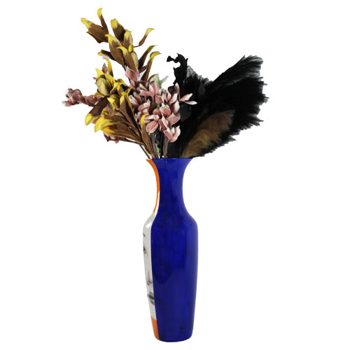 Luxxo Design Pretty Face Orange Navy Blue Medium Size Vase 27X82 CM