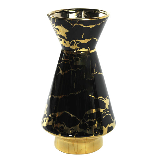 Luxxo Design Charlotte  29 Cm Black Gold Skirt Marble Patterned Vase