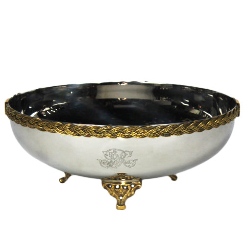 Luxxo Design Black Pearl Rope Patterned Large Size Decorative Bowl 24*24*10 Cm