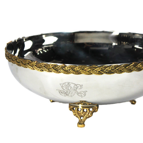 Luxxo Design Black Pearl Rope Patterned Large Size Decorative Bowl 24*24*10 Cm