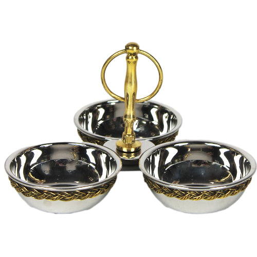 Luxxo Design Black Pearl Rope Patterned 3-Piece Decorative Bowl 12*12*12 Cm