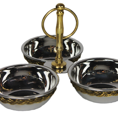 Luxxo Design Black Pearl Rope Patterned 3-Piece Decorative Bowl 12*12*12 Cm