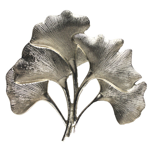 Luxxo Design 40 Cm Leaf Patterned Silver Wall Decor