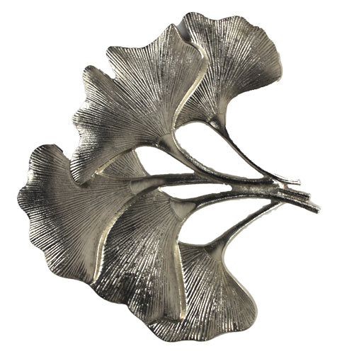 Luxxo Design 40 Cm Leaf Patterned Silver Wall Decor