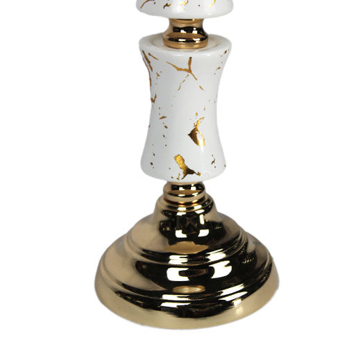 LUXXO GOLD FERTILE BODY, WHITE CYLINDER, NOUGH MEDIUM SIZE CANDLE HOLDER 12x12x40 CM